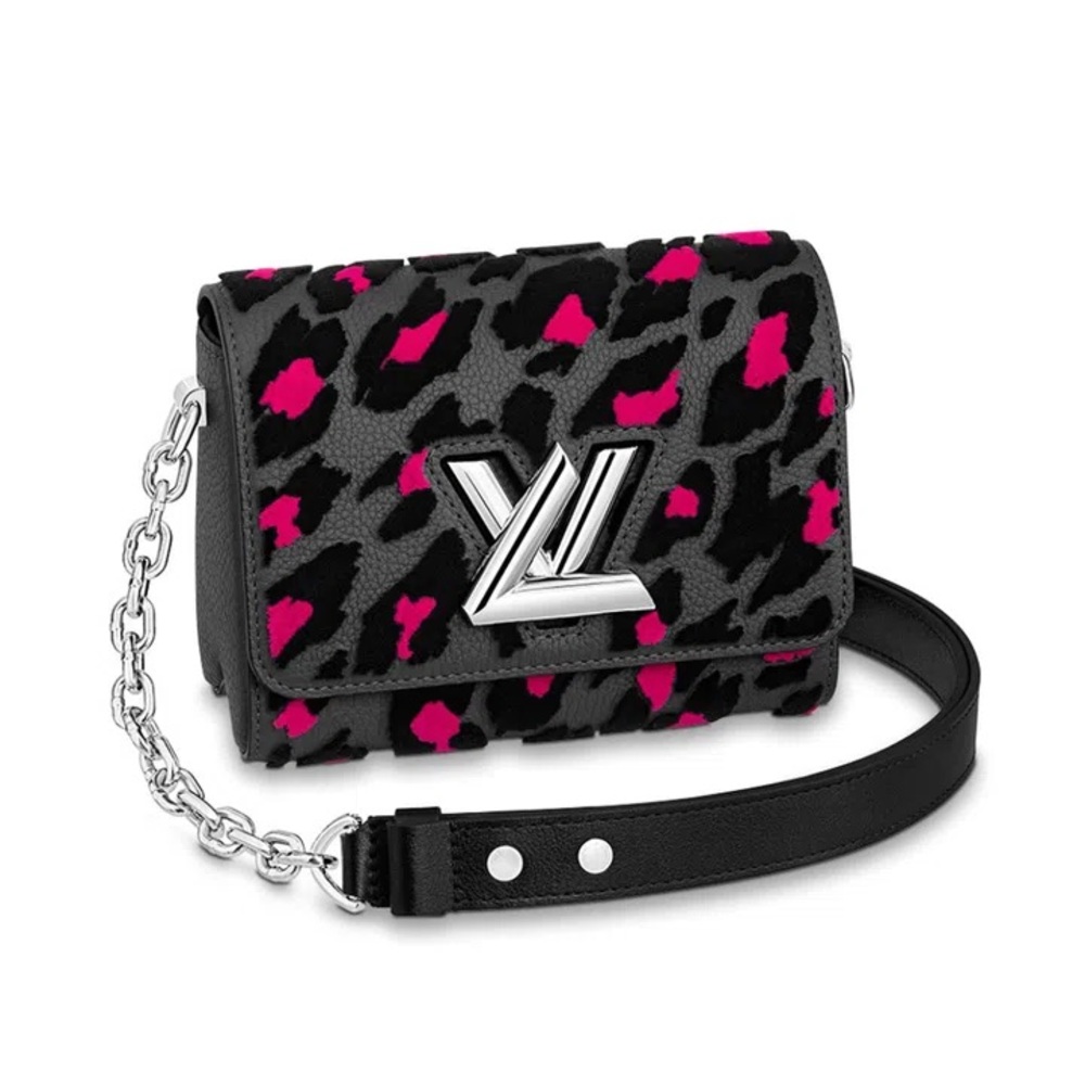 Louis Vuitton Taurillon Tufted Wild At Heart Twist Black & Pink Leopard Print
